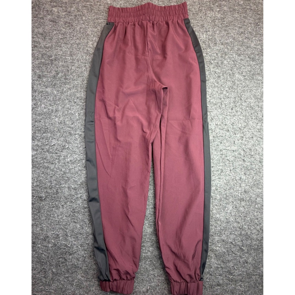 Balera Dancewear Joggers Women XSA Maroon High Waist Side Stripe 14601 - Picture 4 of 9